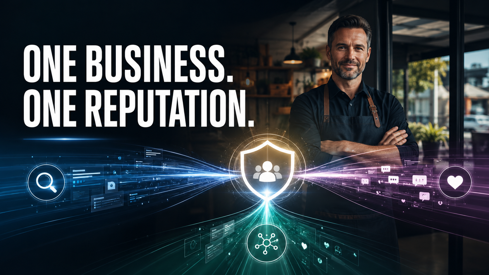 yazoogle blog 6 Australian business owner with Google, social media and AI signals converging into one online reputation